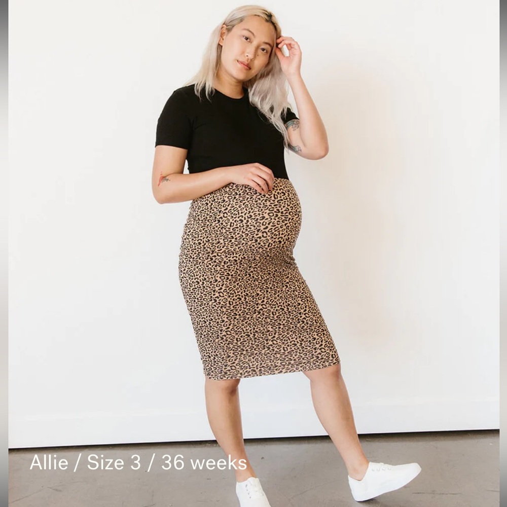 Storq maternity classic pencil skirt in leopard